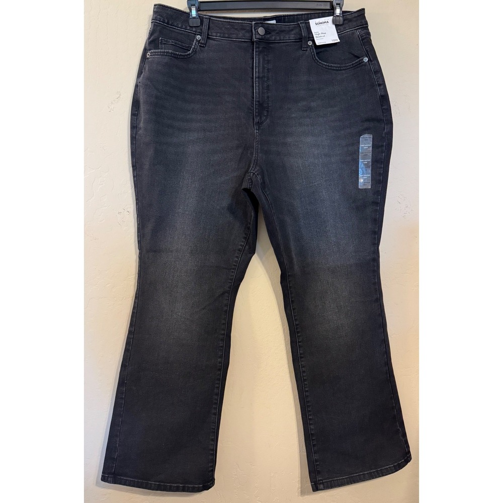 Sonoma Jeans Women 18W‎ Black Curvy High Rise Bootcut Stretch Denim NEW
